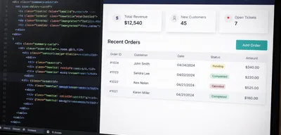 Fragmento de código / Interfaz a medida: Panel simple de gestión.