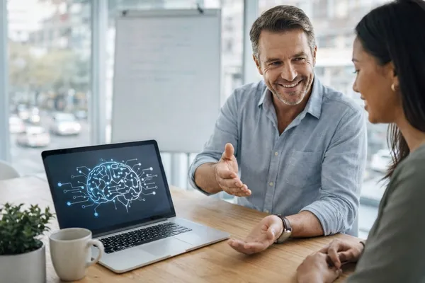 Consultor de Deviware explicant solucions d'intel·ligència artificial